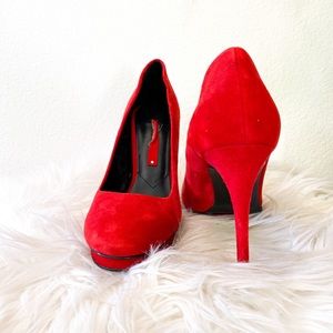 Red Zara Suede Platform Pump